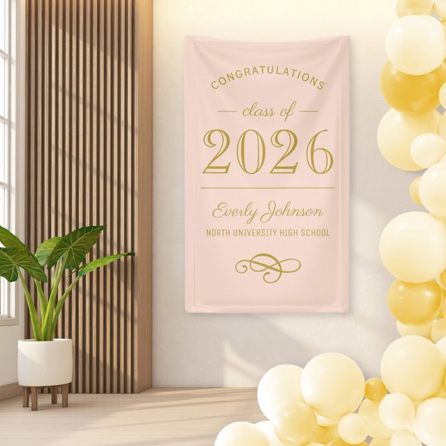 Elegant Blush Gold Class of 2026 Graduate Banner (Creator Uploaded)