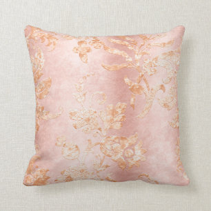 Elegant Blush Gold Damask Satin Pretty Home Decor Throw Pillow