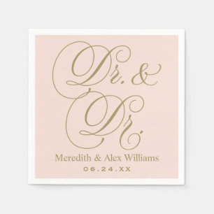 Elegant Blush Gold Dr and Dr Wedding Napkins