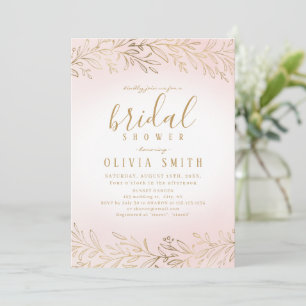 Elegant blush gold gilded botanical bridal shower invitation