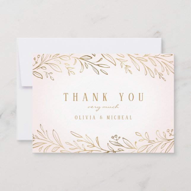 Elegant blush gold gilded botanical thank you (Front)