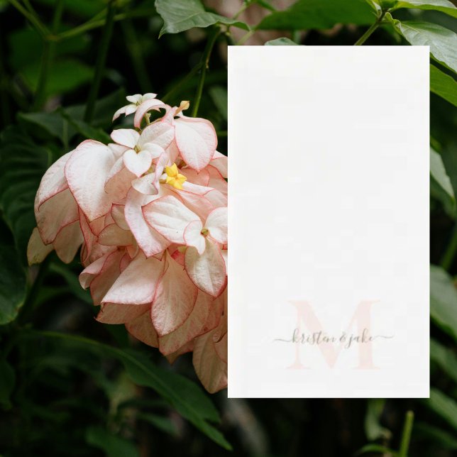 Elegant Blush & Gold Monogram Swash Wedding Paper Guest Towels (Creator Uploaded)