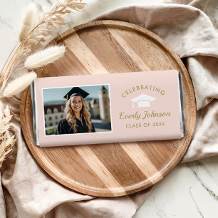 Elegant Blush Gold Photo Graduate Hershey Bar Favors