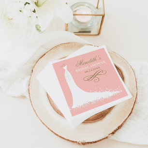 Elegant Blush Gold Wedding Gown Bridal Shower Napkins