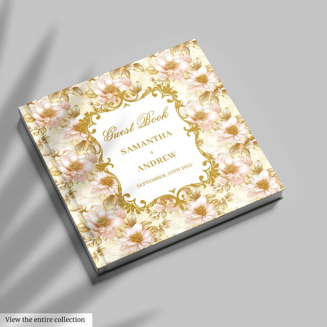 Elegant Blush Gold Wedding Guest Book (Elegant Blush Gold Wedding Guest Book)