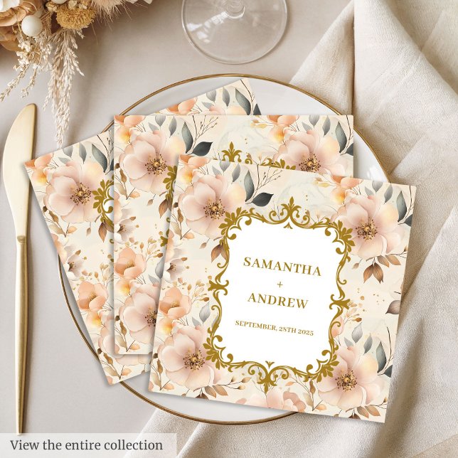 Elegant Blush Gold Wedding Paper Napkins (Elegant Blush Gold Wedding Paper Napkins)