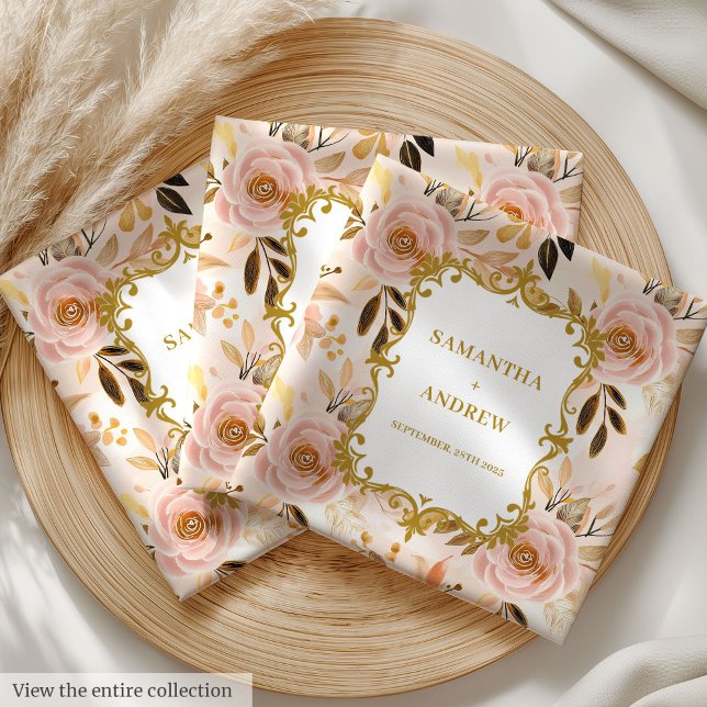 Elegant Blush Gold Wedding Reception Napkins (Elegant Blush Gold Wedding Reception Napkins)