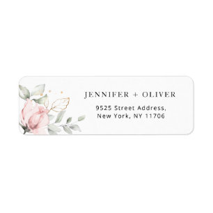 Elegant blush gold Wedding Return Address Label