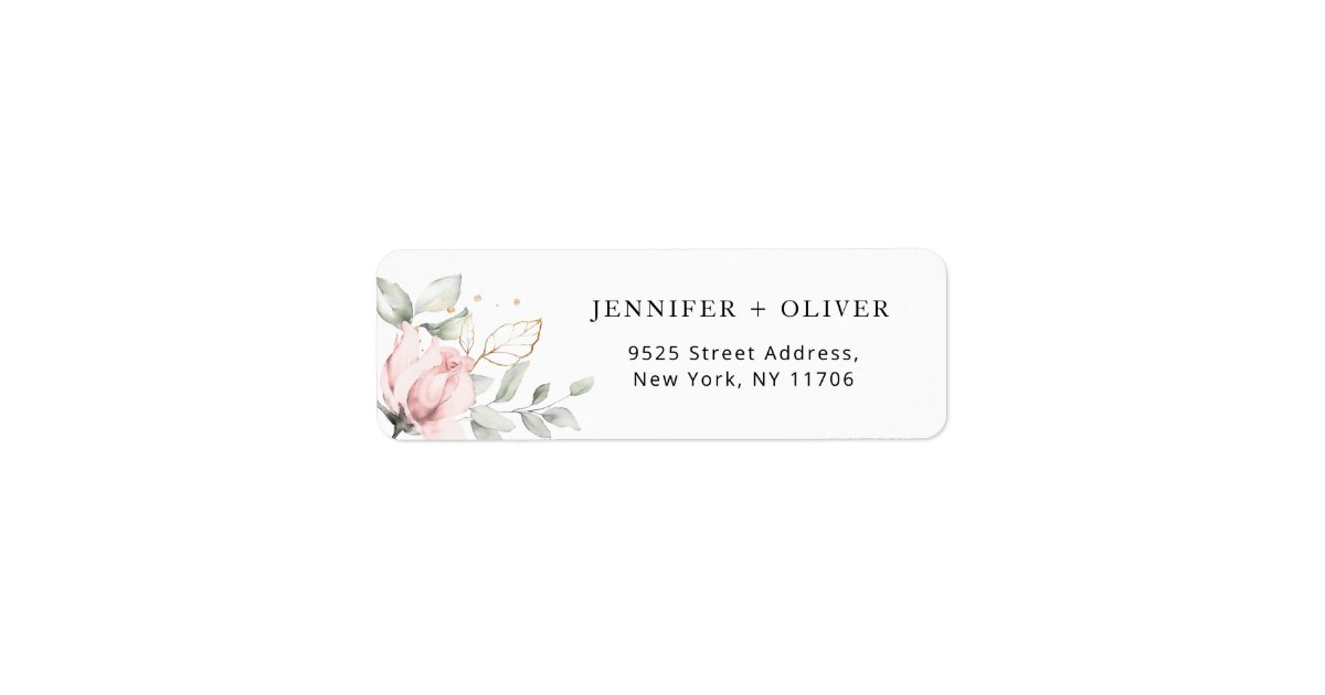 Elegant blush gold Wedding Return Address Label | Zazzle