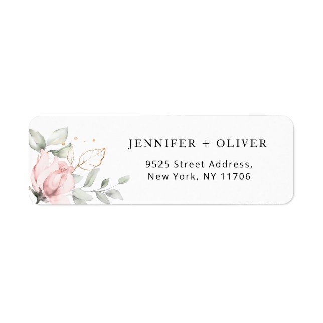 Elegant blush gold Wedding Return Address  Label (Front)