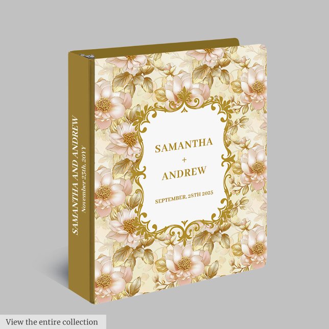 Elegant Blush Gold Wedding Ring Binder (Elegant Blush Gold Wedding Ring Binder)