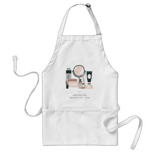 Elegant Blush Gray Makeup Artist Cosmologist Adult Apron