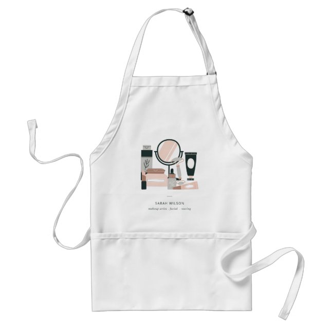 Elegant Blush Gray Makeup Artist Cosmologist Adult Apron (Front)