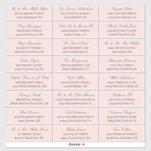 Elegant Blush Gray Script 24 Wedding Guest Address Sticker