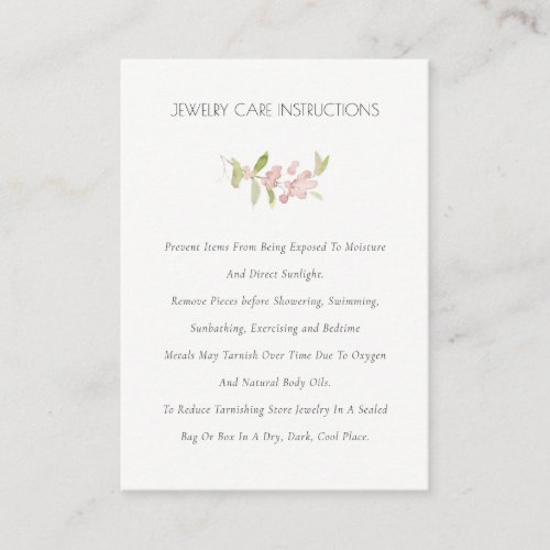 Elegant Blush Green Berries Foliage Jewelry Care Business Card