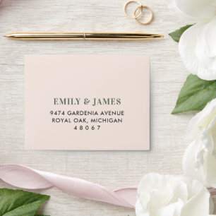 Elegant Blush Green Floral Greenery RSVP Envelope