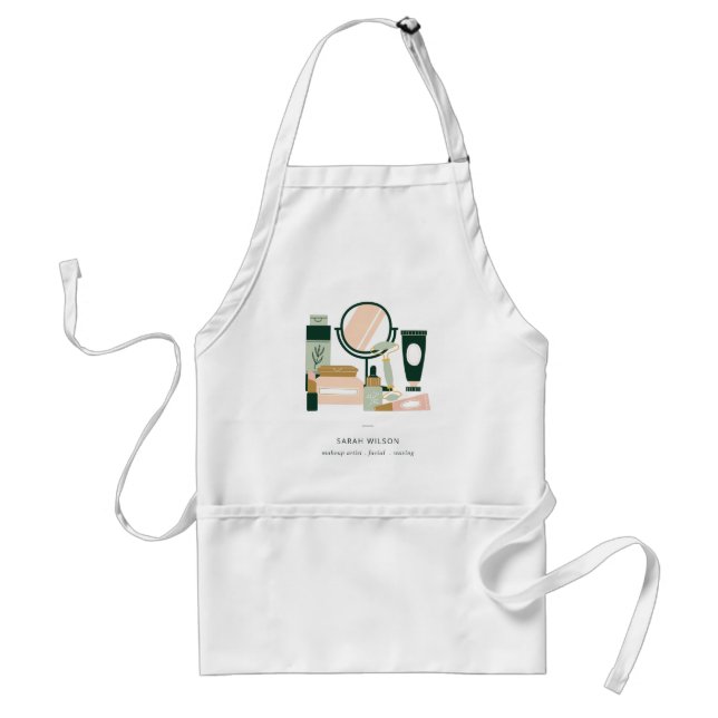 Elegant Blush Green Makeup Artist Cosmologist Adult Apron (Front)