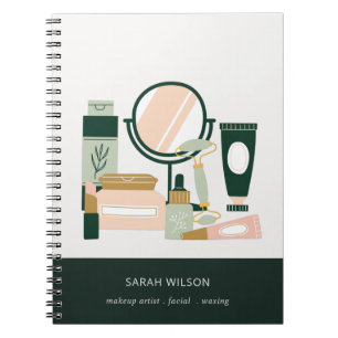 Elegant Blush Green Makeup Artist Cosmologist Notebook