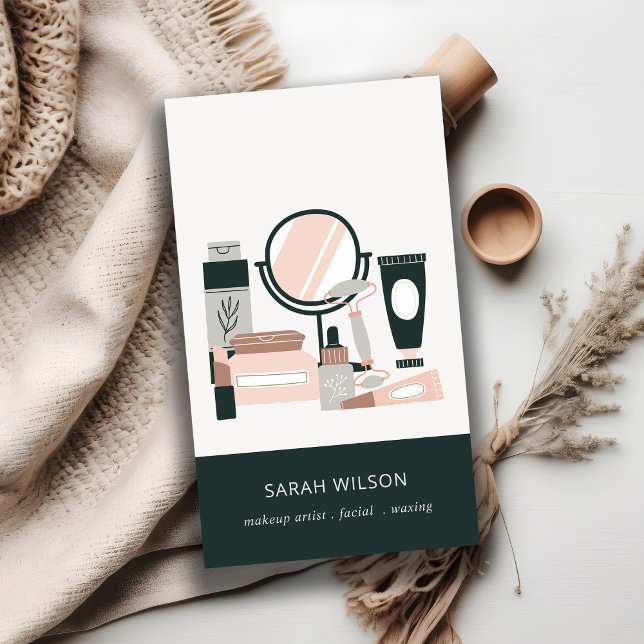 Elegant Blush Grey Makeup Artist Cosmologist Business Card (Creator Uploaded)