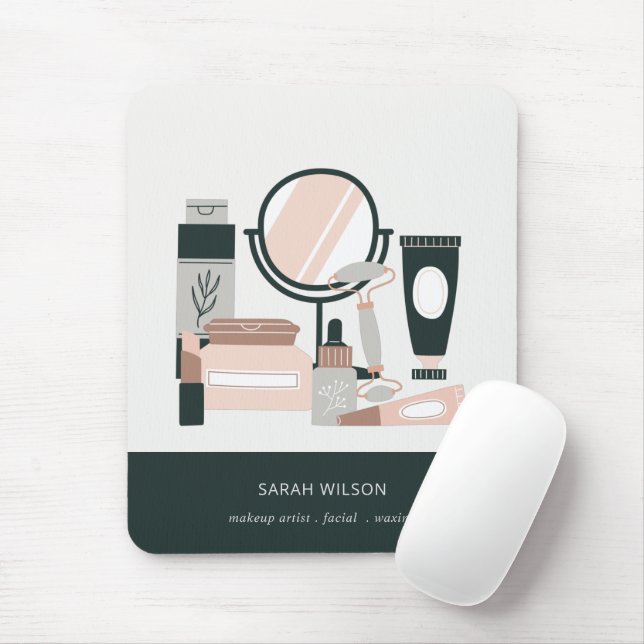 Elegant Blush Grey Makeup Artist Cosmologist Mouse Pad (With Mouse)