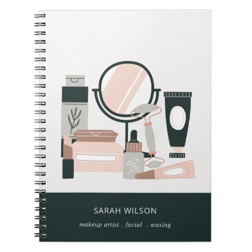 Elegant Blush Grey Makeup Artist Cosmologist Notebook