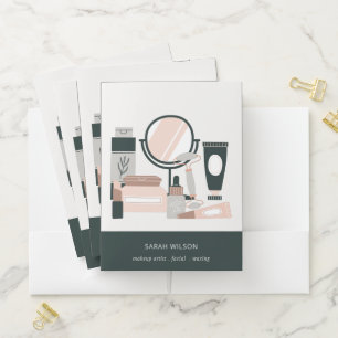 Elegant Blush Grey Makeup Artist Cosmologist Pocket Folder