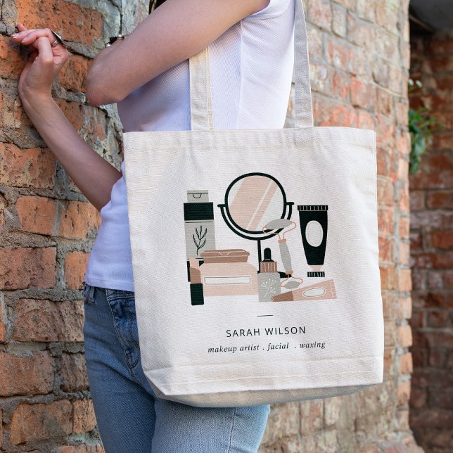 Elegant Blush Grey Makeup Artist Cosmologist Tote Bag (Creator Uploaded)