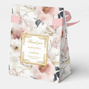 Elegant Blush Ivory Gold Wedding Thank You Box
