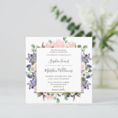 Elegant Blush Lavender Purple Floral Gold Wedding Invitation (Standing Front)