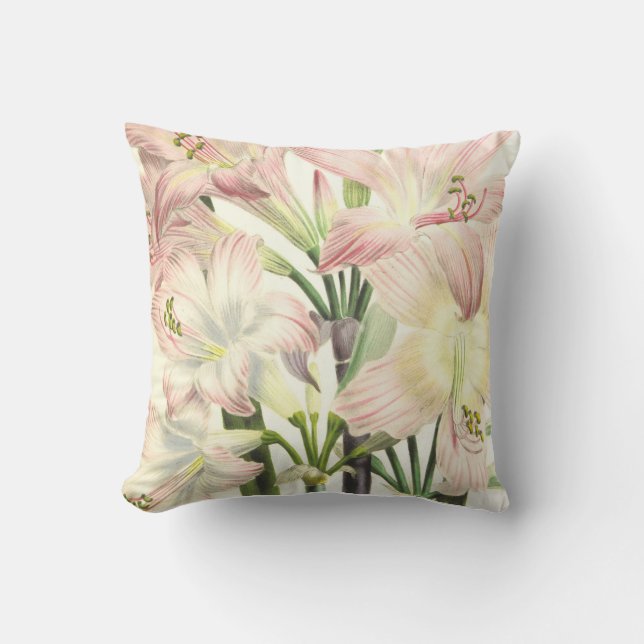 Elegant Blush Lilies Throw Pillow (Front)