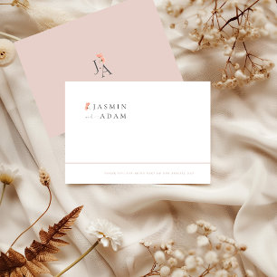 Elegant Blush Minimal Floral Wedding Thank You Card