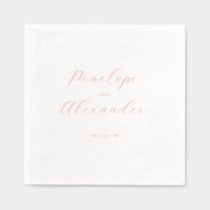 Elegant Blush Minimalist Calligraphy Foil Napkins