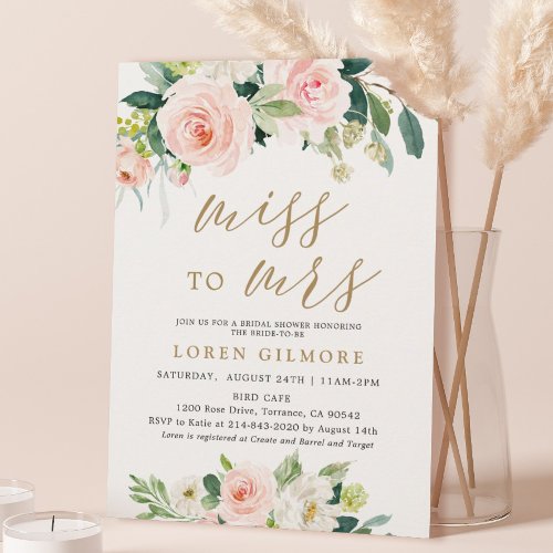 Elegant Blush Miss To Mrs Bridal Shower Invitation