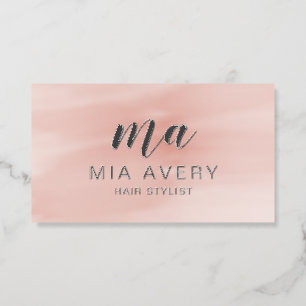 Elegant Blush Modern Simple Raised Spot UV Business Card