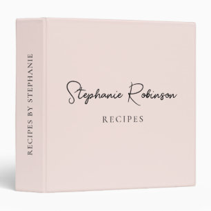 Elegant Blush Monogram Script Cookbook Recipe 3 Ring Binder