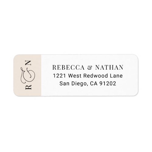 Elegant Blush Monogram Wedding Return Address Label - Designed to coordinate with our Romantic Script wedding collection, this customizable Return Address Label features calligraphy script ampersand, paired with a classy serif & modern sans font in black. Matching items available.