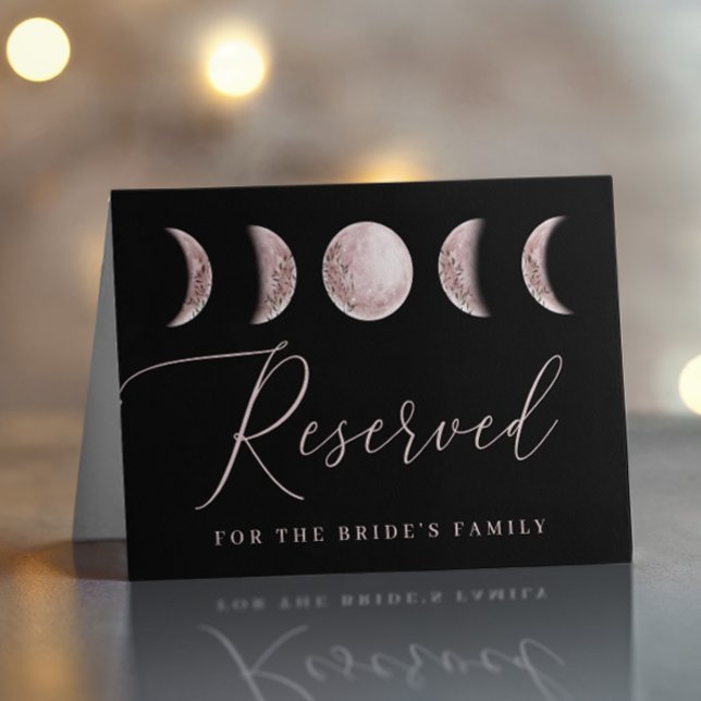Elegant Blush Moon | Black Wedding Reserved Sign Cards (Creator Uploaded)