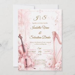 Elegant Blush Musical Wedding Invitation