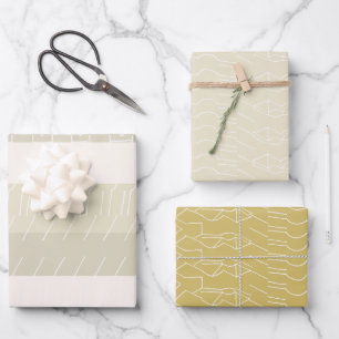 Elegant Blush Mustard Yellow Geometric Pattern Wrapping Paper Sheets