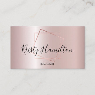 Elegant Blush & Navy Professional Real Estate  Business Card