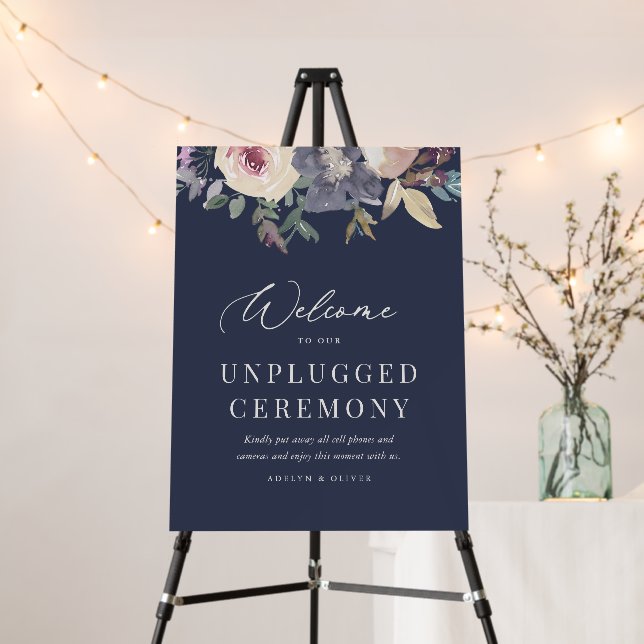 Elegant Blush Navy Wedding Unplugged Ceremony Foam Board (In Situ (Stand))