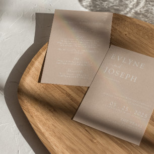 Elegant Blush Neutral Minimalist Boho Wedding Invitation