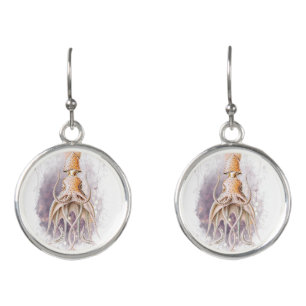 Elegant Blush Octopus by Ernst Haeckel Earrings