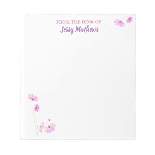 ELEGANT BLUSH PASTEL PINK FLORAL WATERCOLOR SCRIPT NOTEPAD