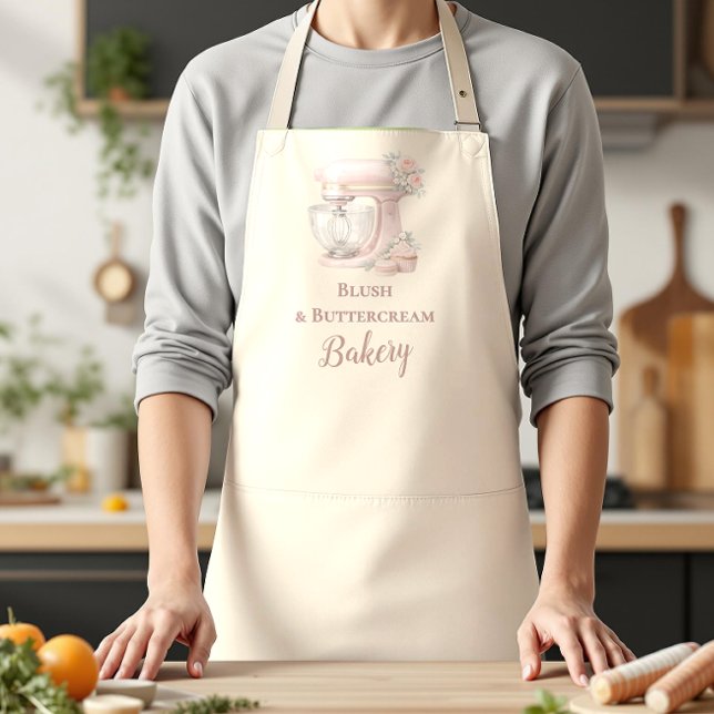 Elegant Blush Patisserie Bakery Business Apron (Creator Uploaded)