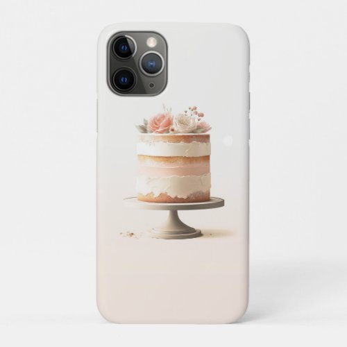 Elegant Blush Peach Floral Cake Kitchen Bakery iPhone 11 Pro Case