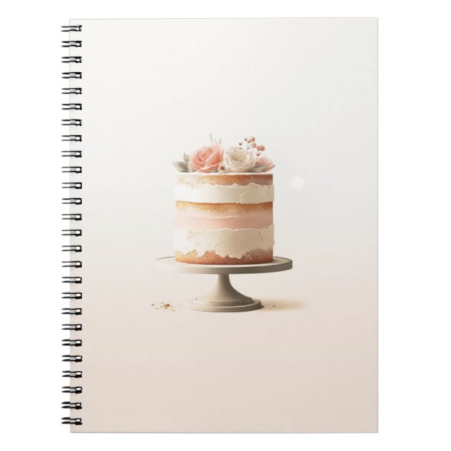 Elegant Blush Peach Floral Cake Wedding Guestbook  Notebook (Front)