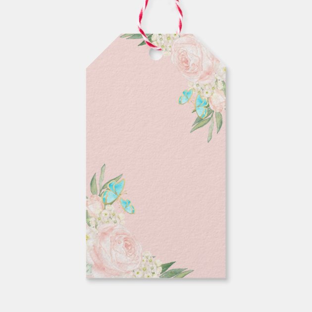 Elegant Blush Peach Floral Wedding Thank You Gift Gift Tags