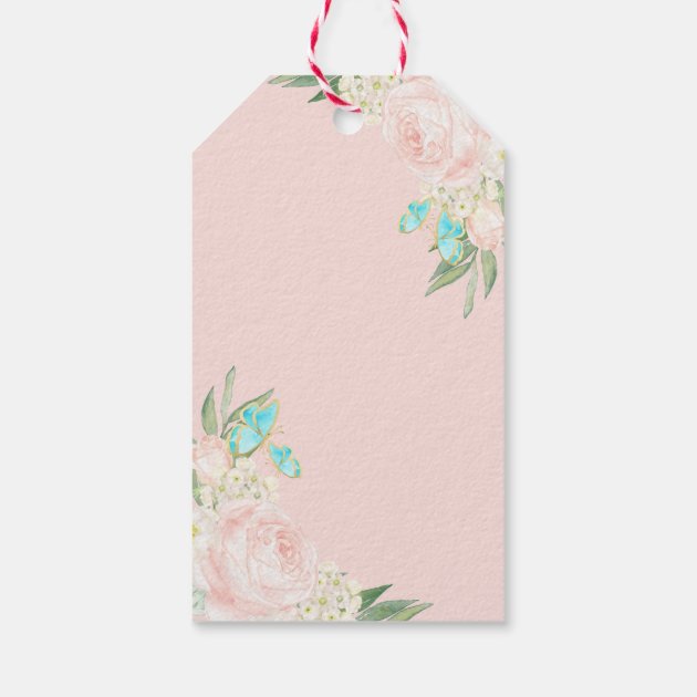 Elegant Blush Peach Floral Wedding Thank You Gift Gift Tags