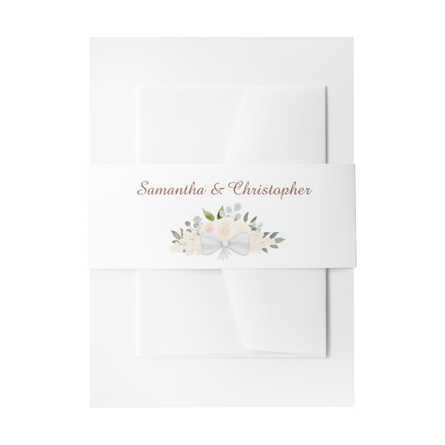Elegant Blush Peach Roses Boho Chic Floral Wedding Invitation Belly Band (Front Example)